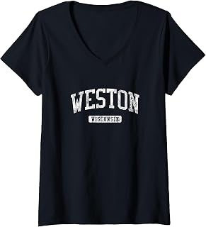 Womens Weston WI J03 Vintage Athletic Sports Design V-Neck T-Shirt