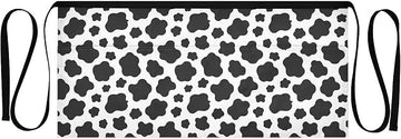 Black Cow Print 3-Pocket Server Apron Professional Waist Apron for Waitress, Bartender & Restaurants, Water-Resistant Half Apron for Men Women