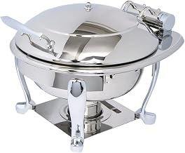 3939S Crown 4 Qt. Stainless Steel Round Induction Chafer with Freedom Stand and Hinged Dome Cover