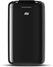 Tork Elevation Waste Paper Bin 5L - Compact Sanitary Bin with Self-Closing Lid - Flexible Mounting on Walls, Bathrooms or Cubicles - 33.8 x 19 x 16 cm - Black