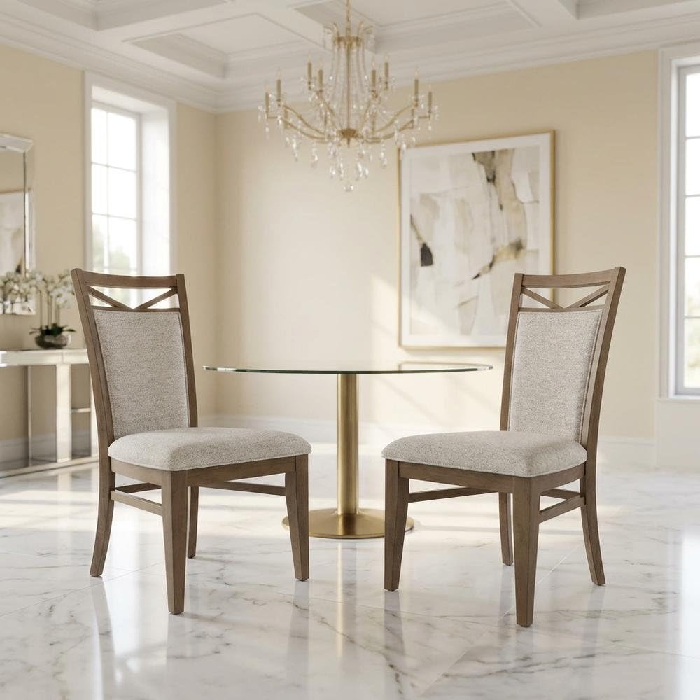 Upholstered Dining Chair Two Pack in Brown by Starlight Canyon Home – Poplar Solids / Birch Veneers, Brown, Pack of 2