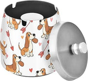 Heart Dog Pattern Splash Ashtray with Lid, Outdoor Ashtrays for Patio