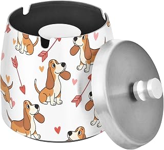 Heart Dog Pattern Splash Ashtray with Lid, Outdoor Ashtrays for Patio