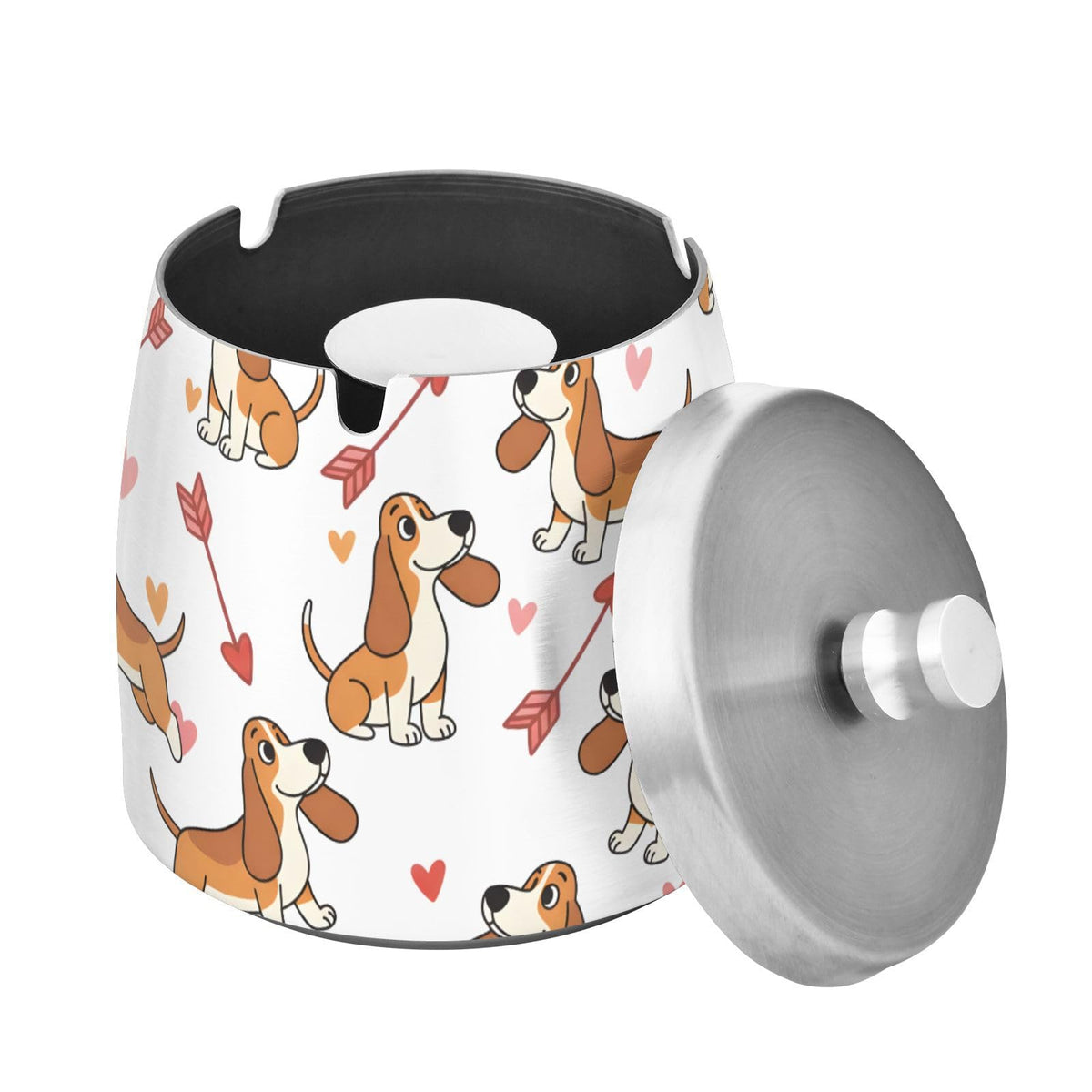 Heart Dog Pattern Splash Ashtray with Lid by ALAZA – Stainless Steel, C484, Model g541177090p1082c1149s2657