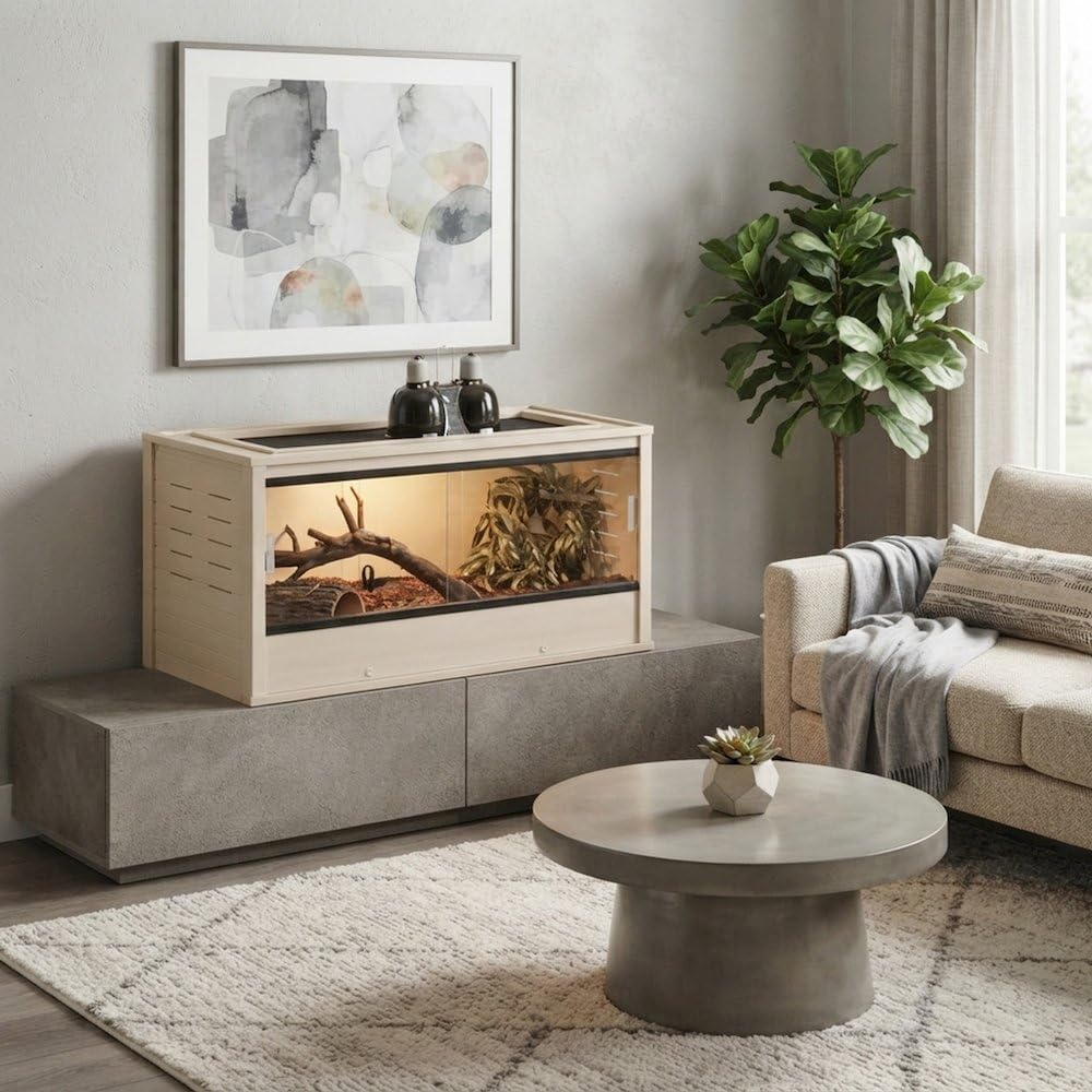 Maple Reptile Lounge with Warm Interior by Bison Pets – Glass, Maple