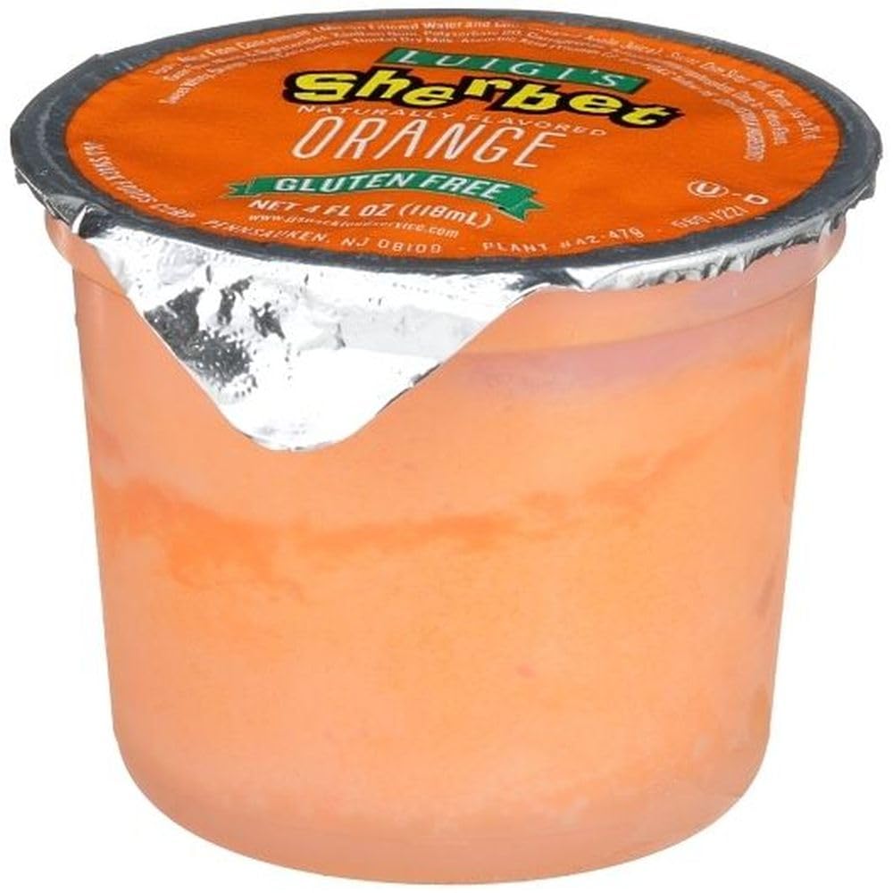 Luigis Orange Sherbet Cup by J and J Snack Foods – 4 ounces, Pack of 96