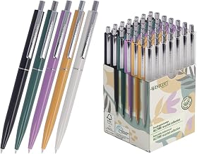 Westcott Alltime Mix Ballpoint Pens, Pack of 50, GRS-Certified Retractable Ballpoint Pens, Black Ink, Line Width M, X20 Standard Refill, Permanent in Accordance with ISO 12757-2, Metal Clip, E-733796