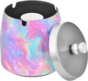Dream Liquid Pattern Splash Ashtray with Lid, Outdoor Ashtrays for Patio