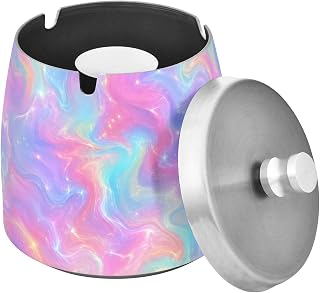 Dream Liquid Pattern Splash Ashtray with Lid, Outdoor Ashtrays for Patio