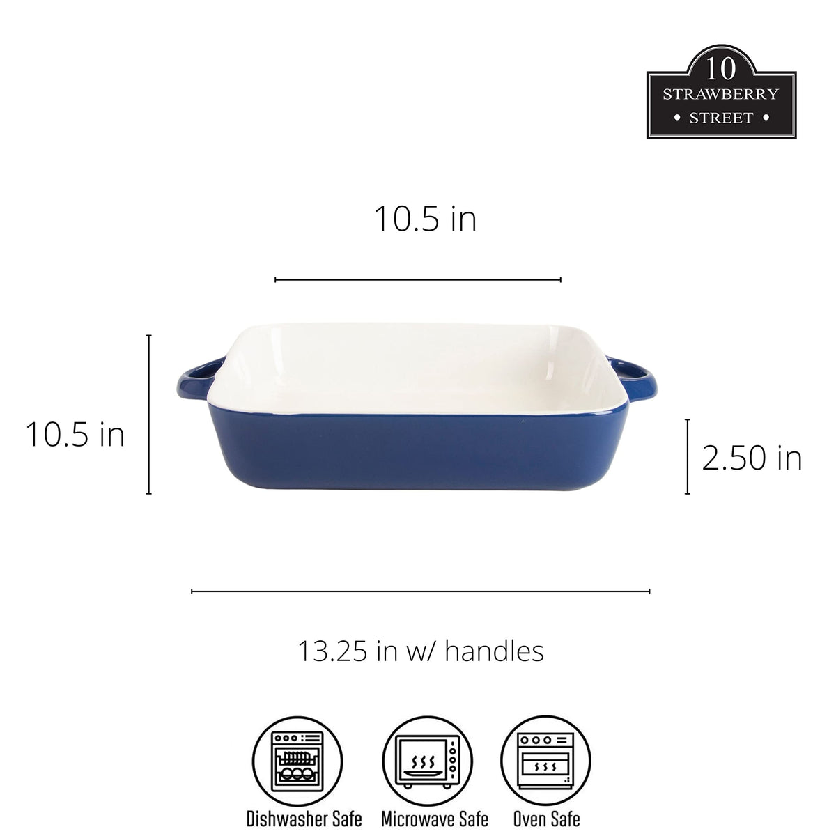 10 Strawberry Street Blue / 10" & 8" / Square Bake & Serve Sets