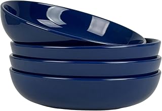 10 Strawberry Street Coupe Stoneware Set of 4 Dinner Bowls, Cobalt Blue