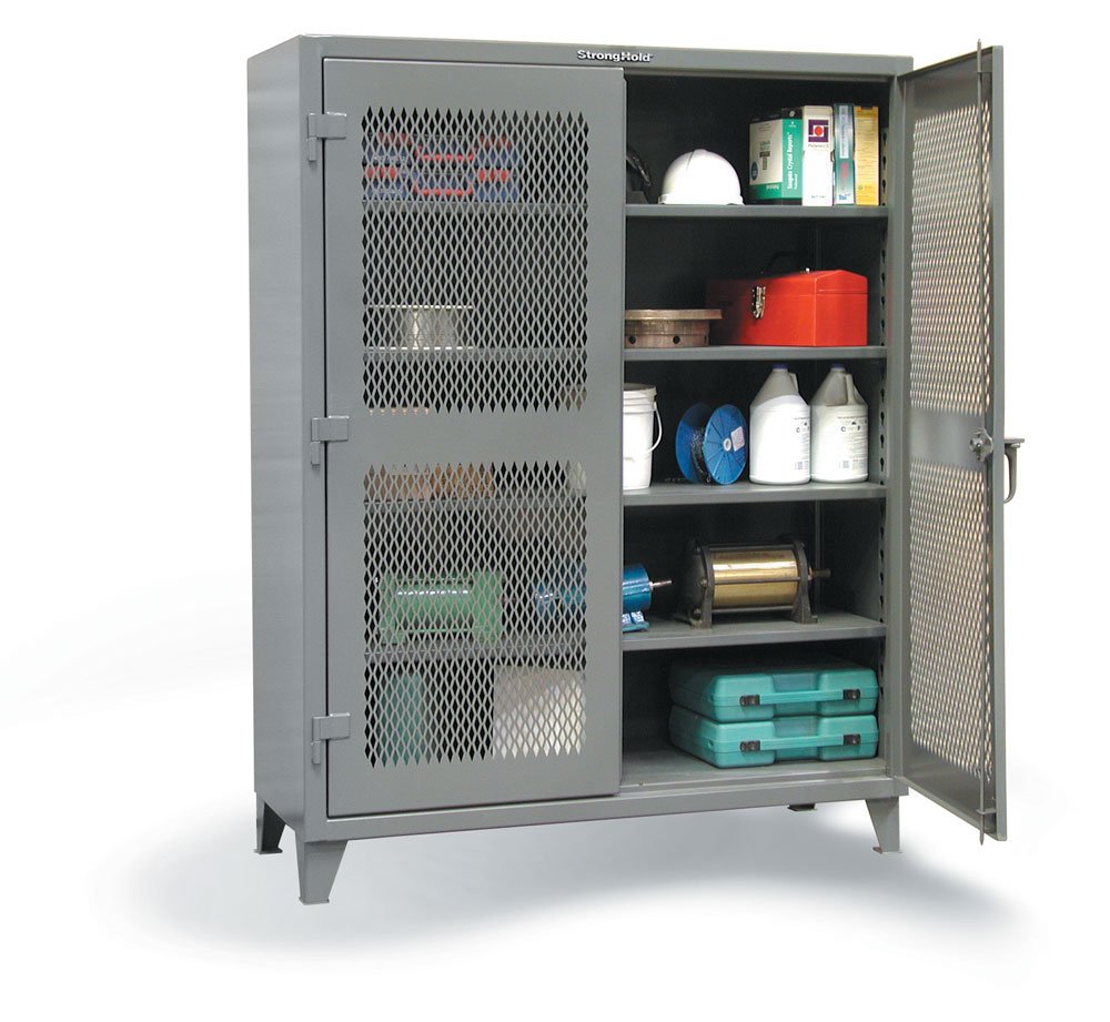 Ultra-Capacity Ventilated Cabinet - 60X24x78 - Dark Gray by Strong Hold – Alloy Steel, Dark Gray, Model 56-V-244