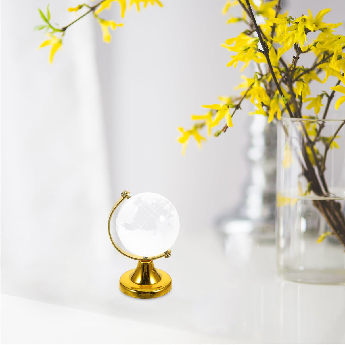 Crystal Globe Decoration with Stand for Office and Home Use by YARNOW – Golden, Model 23C14037TG