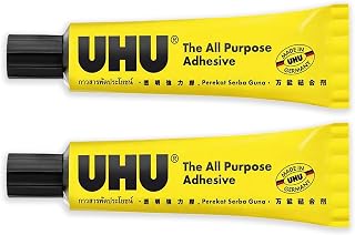 UHU All Purpose Glue Adhesive - Liquid Synthetic Resin Adhesive - 33ml Tubes - Pack of 2 Tubes