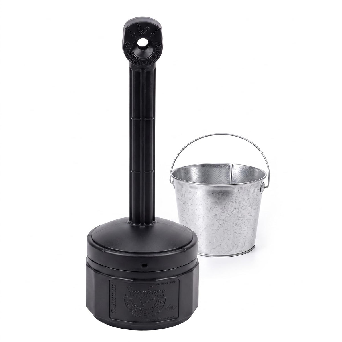 Cigarette Butt Receptacle by Justrite – 1 Gallon, Polyethylene (PE), Black, Model 26806D