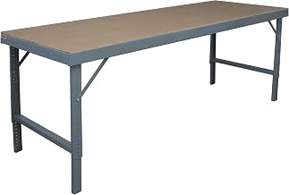 Durham 14 Gauge Steel Ergonomic Folding Leg Style Work Bench with Tempered Hard Board Over Steel Top, WBF-TH-3672-95