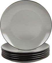 10 Strawberry Street Two Tone Coupe 8” Salad Plate Set Of 6, Black/Gray