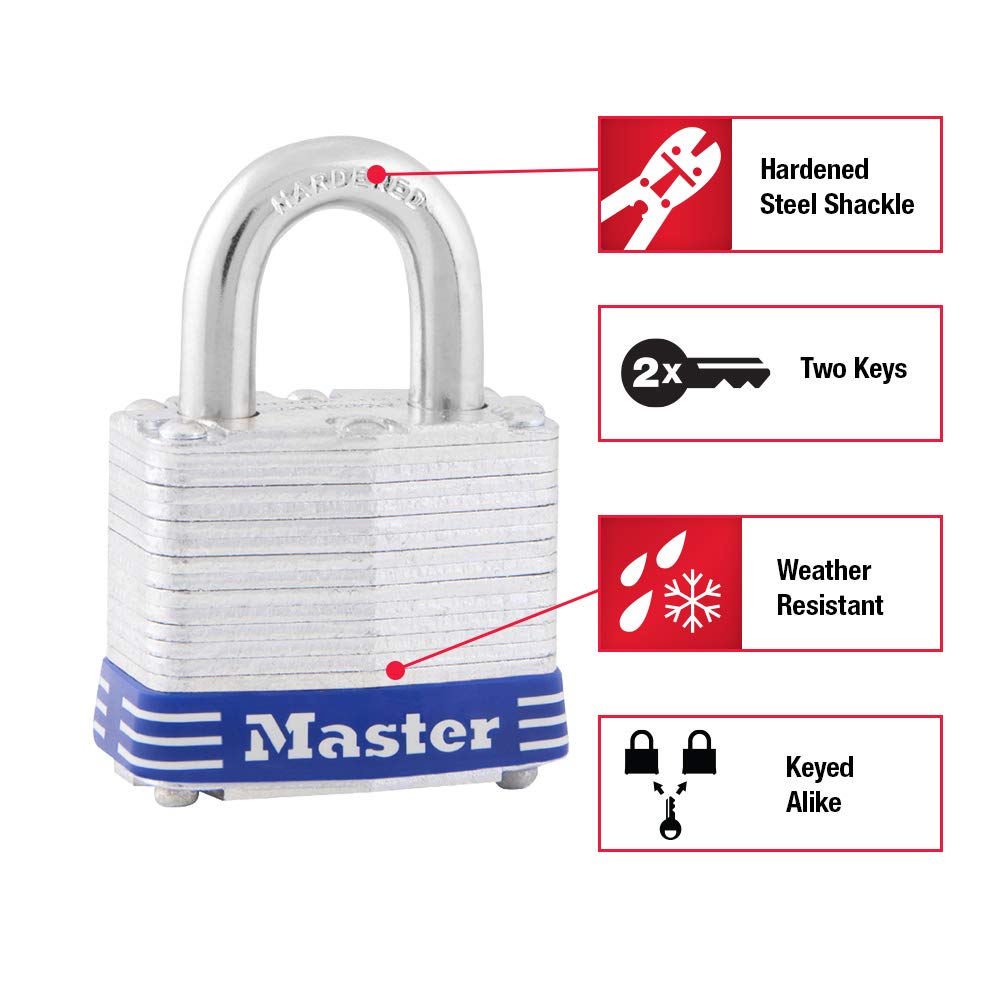 Master Lock Silver / 1 / 2 Pack Keyed Padlocks