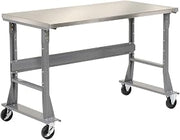 Global Industrial Mobile Fixed Height Workbench, Stainless Steel, 72" W x 30" D, Gray