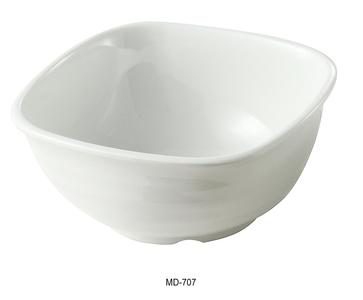 Milando Collection Elegant Melamine Square Bowl 32 Oz 7" BOX of by Yanco – 32.0 ounces, Melamine, White, Pack of 24, Model MD-707