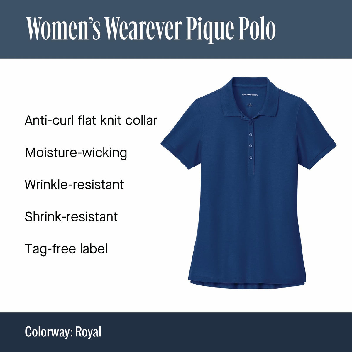 Women's Wearever Signature Pique Polo Cloud Blue by Port Authority – Large, Cloud Blue, Model LK200