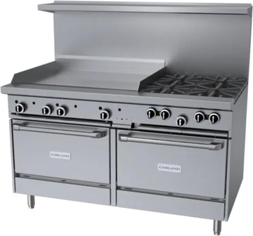 G Starfire Pro Series Gas Restaurant Range 60"W with (4) by Garland – 3.9 cubic_feet, Iron, Stainless-Steel, Model G60-4G36RR