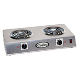 14-Inch Portable Electric Commercial Countertop Hot Plate with 1 Burner and Infinite Controls by Cadco – Stainless Steel, Model CSR-1T