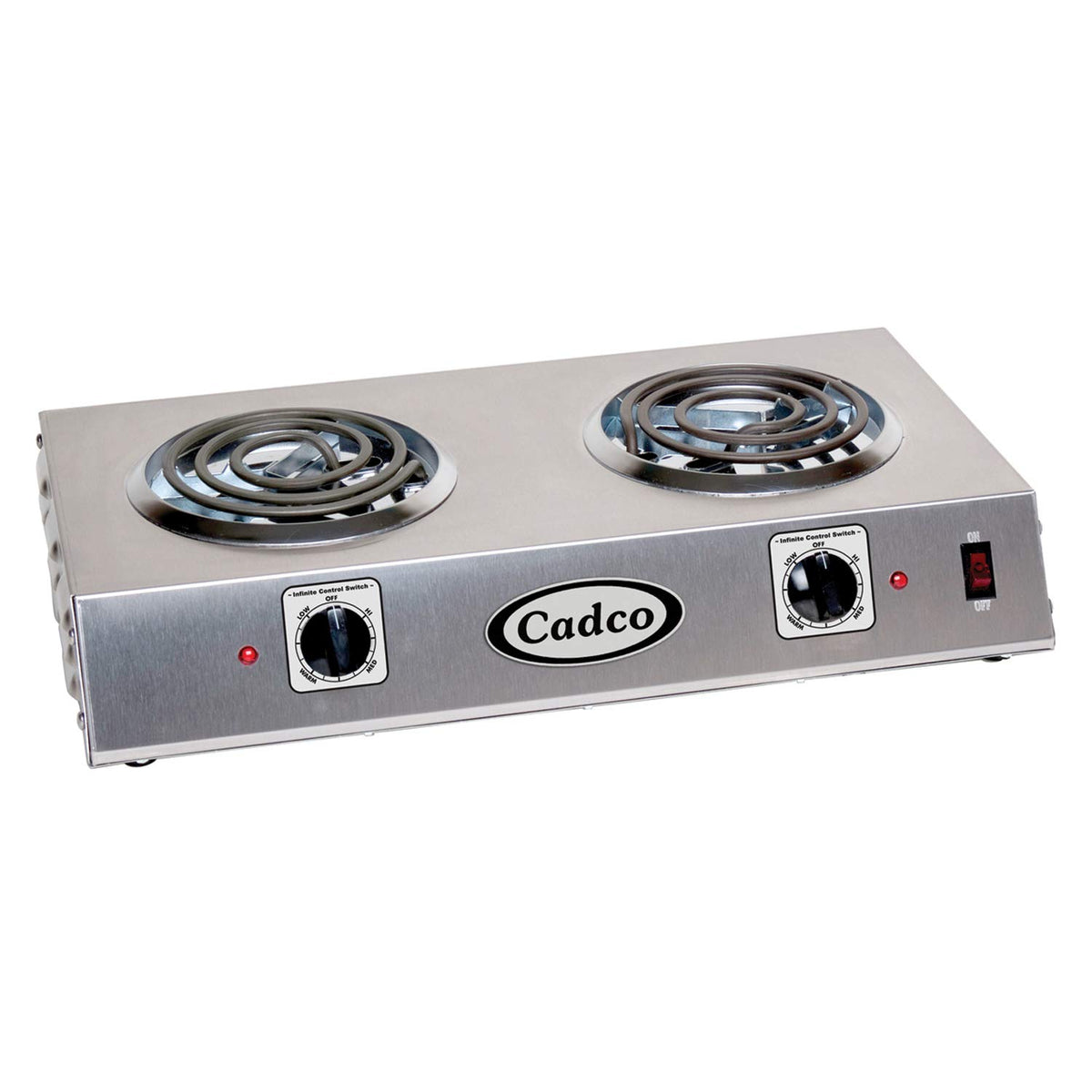 14-Inch Portable Electric Commercial Countertop Hot Plate with 1 Burner and Infinite Controls by Cadco – Stainless Steel, Model CSR-1T