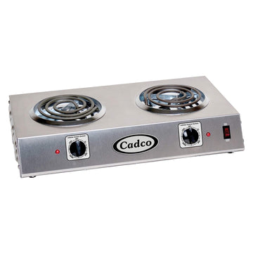 14-Inch Portable Electric Commercial Countertop Hot Plate with 1 Burner and Infinite Controls by Cadco – Stainless Steel, Model CSR-1T