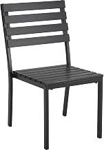Global Industrial Stackable Outdoor Dining Armless Chair, Black, 4 Pack