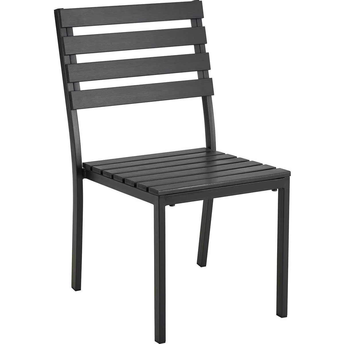 Stackable Outdoor Dining Armless Chair by Global Industrial – Alloy Steel, Black, Model 436986BK