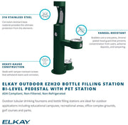 Bi-Level Pedestal Ftn W/Upper Bf & Dog Bowl by Elkay – Blue, Model LK4420BF1UDBBLU
