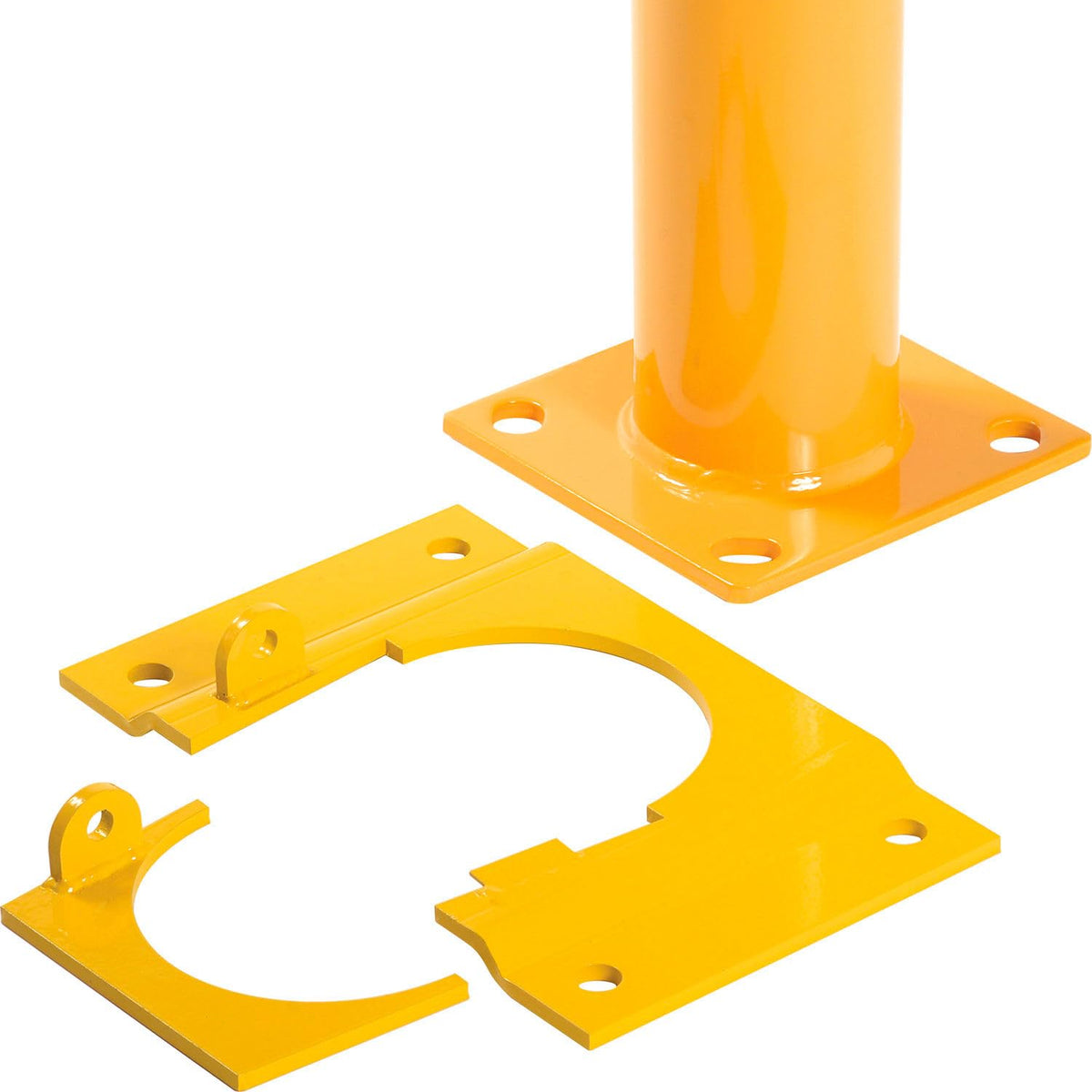 Global Industrial Steel Safety Bollard W/Chain Slots – Removable Base & Cap, 36"H x 4-1/2"D