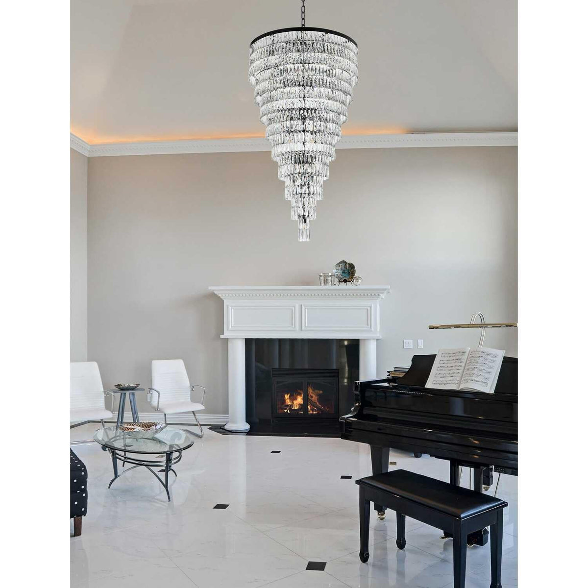 Josephine 61 Light Chandelier Black by Lighting Design – Iron and Crystal, Black