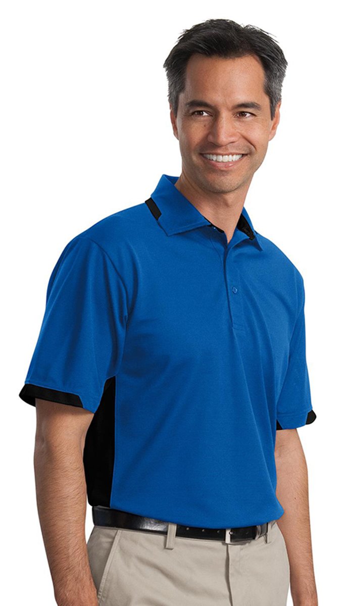 Men's Dry Zone Colorblock Ottoman Sport Shirt - Stone/Black 2XL by Port Authority – XX-Large, Polyester, Stone/Black, Model K524
