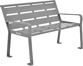 Global Industrial 4' Outdoor Park Bench with Back, Horizontal Steel Slats