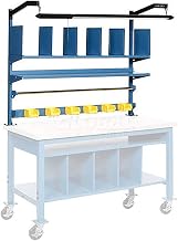 Global Industrial 60" W Riser Kit with Dividers, Shelves & LED Light Kit