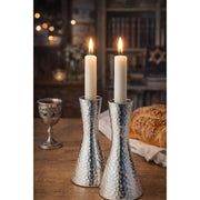 Rite Lite Hammered Aluminum Candlestick Holders, Set of 2, Silver