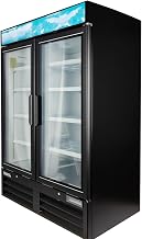 MGD-2DF-48-HC 54" Two Section Display Freezer w/Swing Doors - Bottom Mount Compressor, Black, 115v