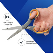 8-Inch Titanium Bonded Straight Scissors by Westcott – 4-Pack, Titanium, Yellow, Pack of 4, Model 17784