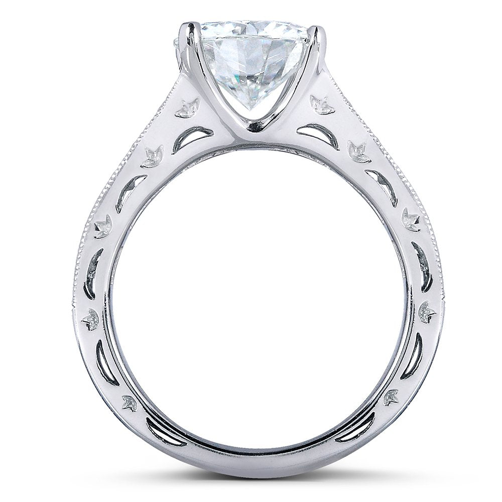 Moissanite & Channel Bridal Ring Set 14k White Gold by Kobelli – 11, White Gold, White, Model MZ61932R-ED