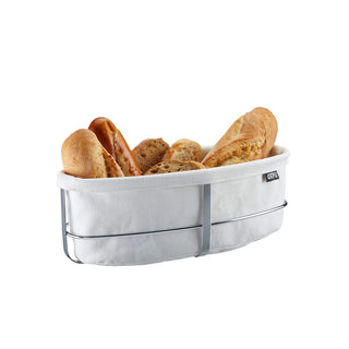 Bread Basket by GEFU – 22 x 22 x 11.5 cm, Stainless Steel, Silver/white, Model 33661