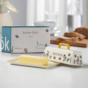 KooK Ceramic Butter Keeper with Lid, Meadow Pattern, Regular Size