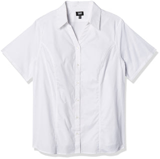 Junior's Short Sleeve Work Shirt – Cotton, White, Model E9385JL