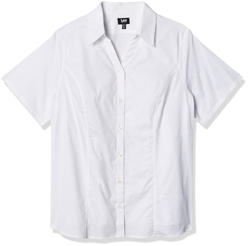 Junior's Short Sleeve Work Shirt – Cotton, White, Model E9385JL