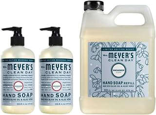 Mrs. MEYER'S Clean Day Liquid Hand Soap 12.5 OZ (2) & Refill 33 OZ, Snow Drop Scent, 1 CT (Variety Pack)