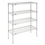 Shelving Unit with 4 Shelves Silver Wire - 60" L x 18" W x 63" H by HUBERT – Steel, Silver, Model K1848-3TA