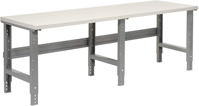 Adjustable Height Workbench C-Channel Leg by Global Industrial – 36"L x 96"W x 3"H, Steel, Gray, Model 601431