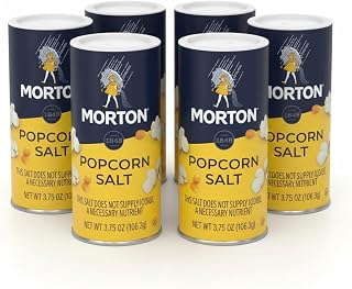 Morton Popcorn Salt, (3.75 oz), 6-Pack, for Popcorn, Snacks & Seasoning