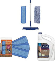 Premium Microfiber Floor Mop & Bona Microfiber Cleaning Pad for Hardwood & Hard Surface Floors - 3 Pack & Bona Hardwood Floor Cleaner Refill - 128 fl oz